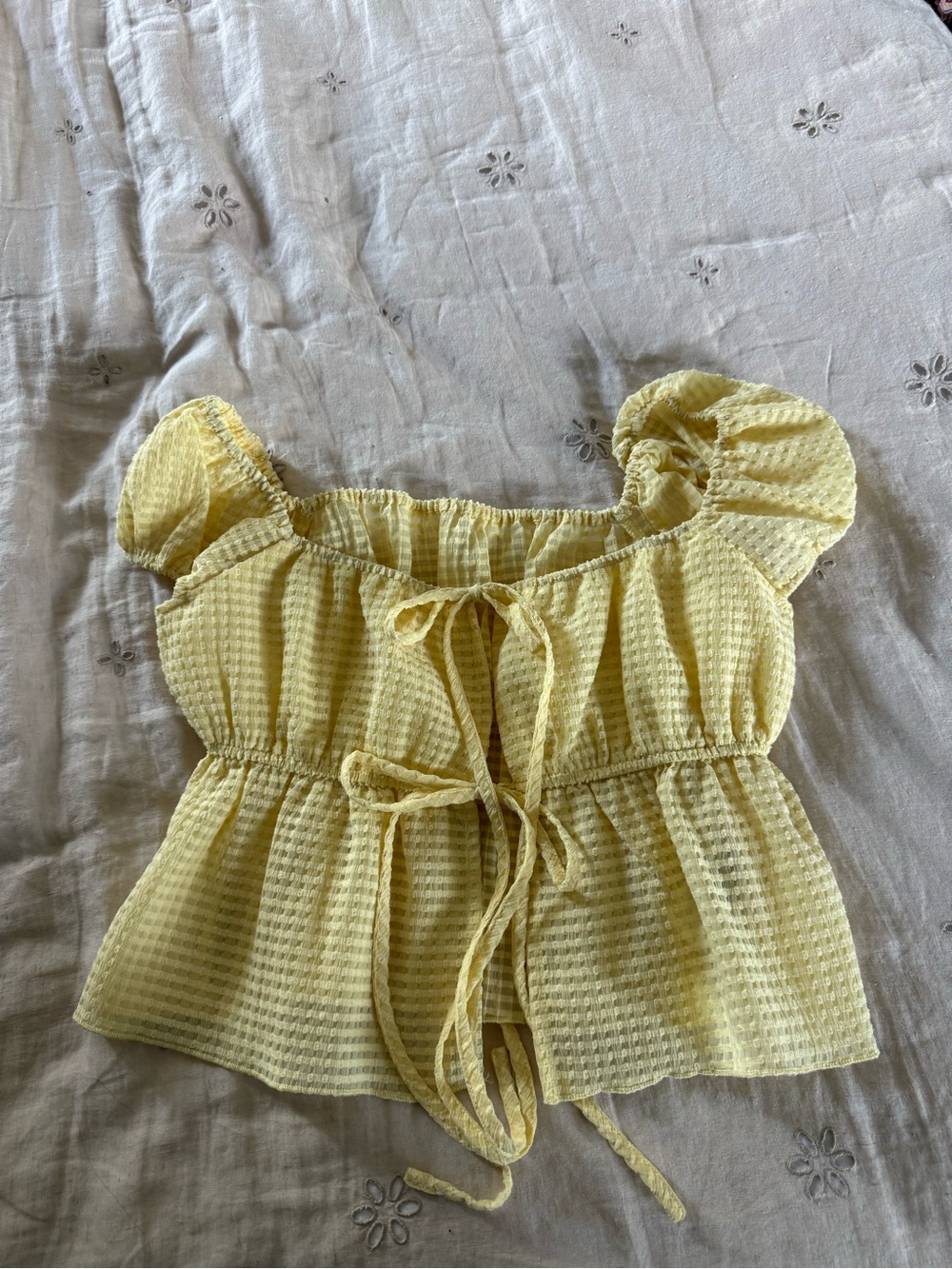 cider yellow tie crop top